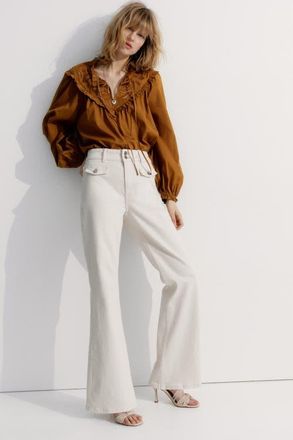 H&M Flared High Jeans in White at Nordstrom, Size 16