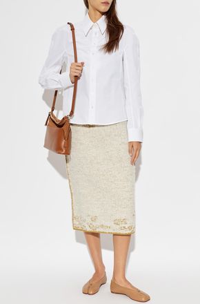 Maison Margiela Skirt With Decorative Weave, Womens, Cream