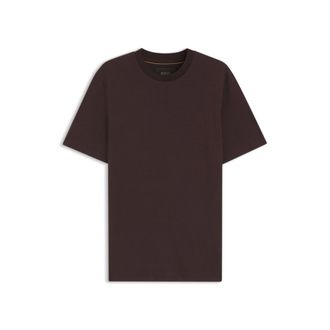 BOSS Windowpane-check T-shirt in a cotton-and-silk blend