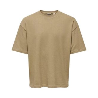 Only & Sons T-Shirts, male, Brown, Size: XL Round Neck Short Sleeve Cotton T-Shirt