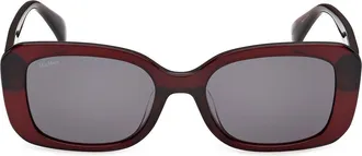 Max Mara 54mm Rectangular Sunglasses in Shiny Bordeaux/smoke at Nordstrom