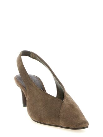 Brunello Cucinelli Womens Gray Calfskin Mid Heel Pumps