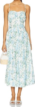 Astr Capria Midi Dress In Blue Green Floral