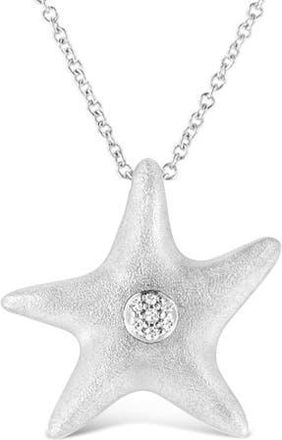 House of Brilliance 925 Sterling Silver Prong Set Diamond Accent Starfish Pendant Necklace in White at Nordstrom