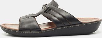 Tod's Tods Black Leather Slide Sandals