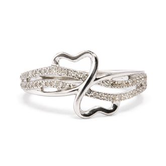 House of Brilliance 14K White Gold 1/5 Cttw Diamond Openwork Bypass Ring