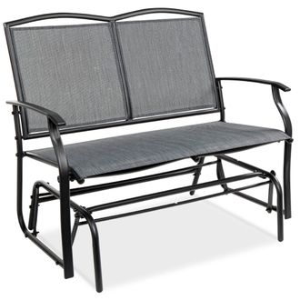 Best Choice Products 2-Person Outdoor Swing Glider, Steel Patio Loveseat, Bench Rocker w/ Armrests