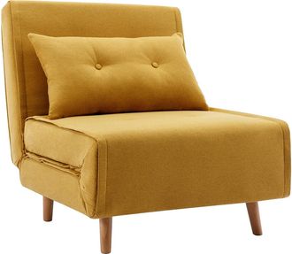 Vente-Unique Sill&oacute;n cama de tela amarillo mostaza URIBIA