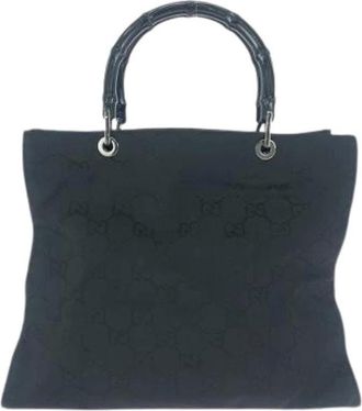 Gucci Pre-owned Handbags, female, Black, Size: ONE SIZE Pre-owned Bamboo Nylon Handbag