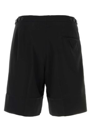 Prada Mens Black Cotton Bermuda Shorts Nero Exterior