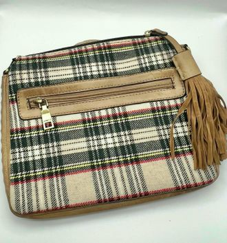 Jen & Co. Womens Sabrina Crossbody Bag In Plaid Tan
