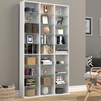 VCM Standing Shelf Bookcase Shelf Zilas XL in White