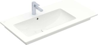 Villeroy & Boch Piani di lavoro, 1000 x 500 mm, Rettangolare, per rubinetteria a 3 fori, foro centrale per rubinetteria fustellato, con troppopieno, Sanitari in