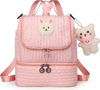 Generic Nylon Backpack Maternity Bag Adjustable Strap for Mom Dad & Women (Pink)