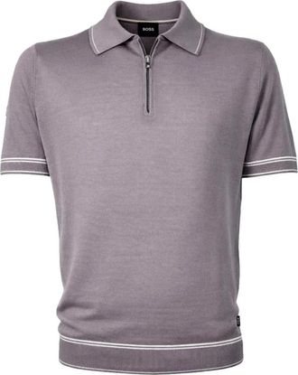 HUGO BOSS Mezza Zip Misto Lino H Norbertino Polo - Heren - Polos - Grijs - L - Linnen - Tops