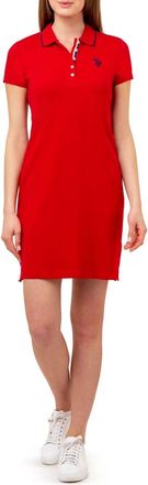 U.S.Polo Association U. S. Polo Assn. Tipped Polo Dress Womens Red Short Sleeve Activewear JDM2548