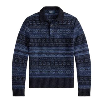 Polo Ralph Lauren Fair Isle Wool-Linen Polo Sweater, Size X-Large