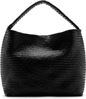 Mango Medium Braided Leather Bucket Bag in Black at Nordstrom