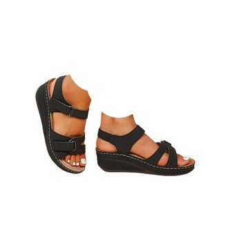 Generic Orthopedic Sandals for Women 2026 Summer Casual Adjustable Straps Low Heel Walking Sandals with Arch Support Comfortable Wedge Ankle Strap Open Toe Wi