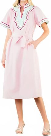 THML Clothing Short Sleeve V-Neck Dress In Pink