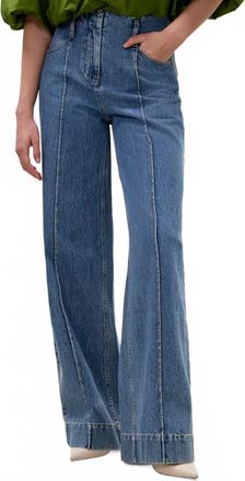 Rebecca Taylor Wide Leg Denim Pant In Dax Wash
