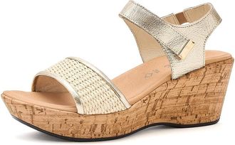 Naot Summer Raffia Womens Wedge Shoes Radiant Gold Leather/Blonde Raffia : EU 41 (US Womens 10) M