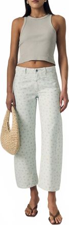 LE JEAN Selena Crop Jeans In Minty Floral