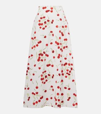 Adriana Degreas Printed cotton high-rise maxi skirt