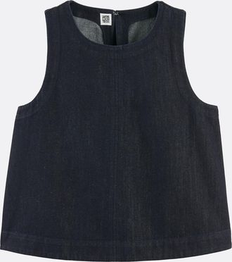 La Redoute Collections Mouwloze denim top, ronde hals