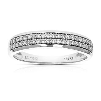 Vir Jewels 1/4 cttw Lab Grown Diamond Wedding Band in Sterling Silver For Women