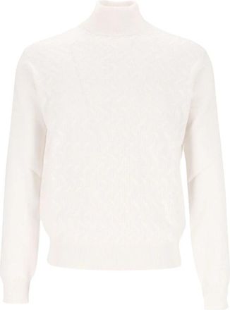 Corneliani Trui met hoge hals van wol - Heren - Coltruien - Wit - M - Wol - Truien & Vesten