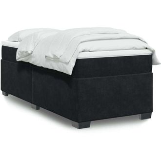 vidaXL Cama Box Spring Con Colch&oacute;n Terciopelo Negro 90x200 Cm Vidaxl