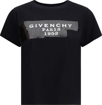 Givenchy Cotton T-shirt With Print Black Givenchy Tape