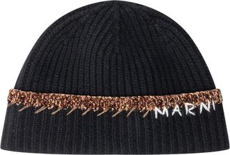 Marni Wool Beanie Hat With Marni Logo