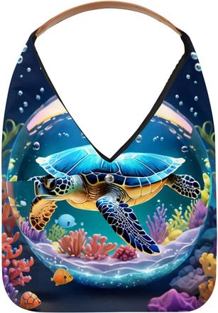 Generic Turtle Crystal Ball Reusable Lightweight Grocery Bags - Foldable Into Compact Pouch, Washable & Sturdy, Multipurpose for Shopping and Travel