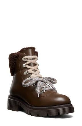 Stuart Weitzman Hudson Lite Genuine Shearling Lined Lace-Up Bootie in Walnut at Nordstrom Rack, Size 5.5