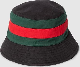 Gucci Washed Cotton Bucket Hat With Web, Size XXS, Black