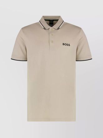 HUGO BOSS cotton blend polo featuring 3d stripes