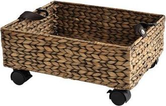 Happimess Adaline 18.11 Classic Farmhouse Handwoven Hyacinth Rectangular Underbed Storage Bin with Wheels and Handles in Brown at Nordstrom