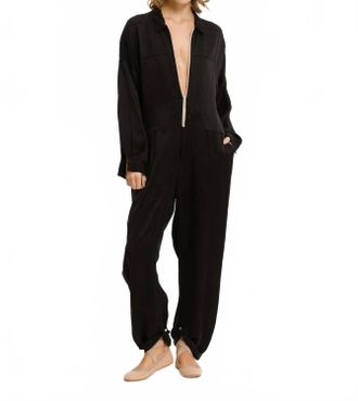 Cali Dreaming Front Zipper Detail Flightsuit In Black