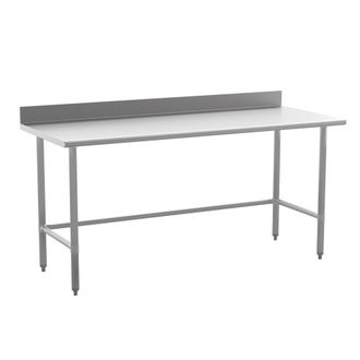 Flash Furniture 18 Gauge Open Base Kitchen Prep and Work Table with 4 Backsplash
