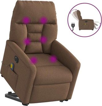 vidaXL Vidaxl - Sill&oacute;n De Masaje El&eacute;ctrico Reclinable Elevable Tela Marr&oacute;n