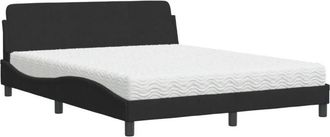 vidaXL Cama Con Colch&oacute;n Terciopelo Negro 160x200 Cm Vidaxl