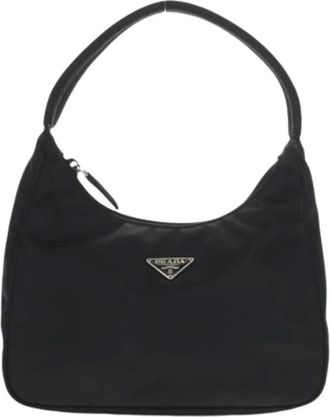 Prada Pre-owned Shoulder Bags, female, Black, Size: ONE SIZE Pre-owned Nylon Shoulder Bag
