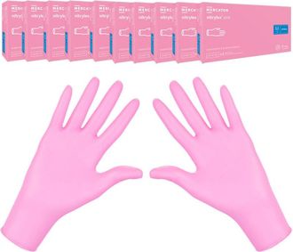 OEM Guantes De Nitrilo M Rosa Mercator Nitrylex Rosa 100 Piezas Caja 10 Pack
