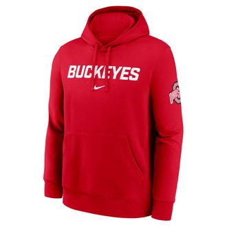 Nike Ohio State Club 2-Hit Nickname Nike Mens College Pullover Hoodie in Red | NKDK65NOH-H5W