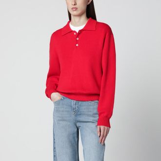 Dunst Red polo sweater in cotton and cashmere