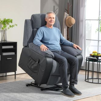 HOMCOM Power Lift Riser & Recliner Chair with Remote Control in Dark Grey
