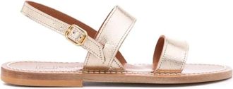 K.Jacques Gouden Sandalen met Dubbele Band Ontwerp - Dames - Sandalen - Beige - 36 EU - Leer - Schoenen