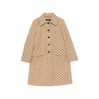 Gucci GG Supreme Leather-trim Coat